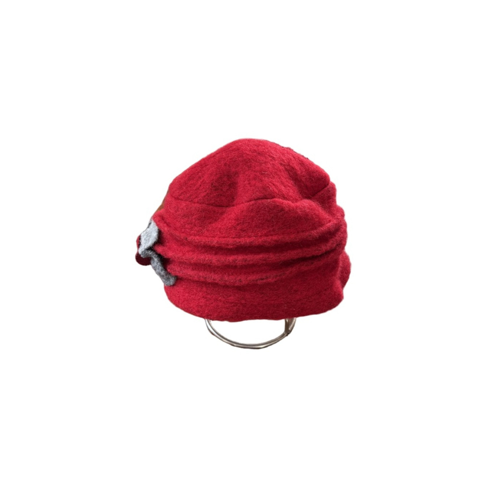 Women's LAFENICE Red & Gray Felted Wool Hat One Size